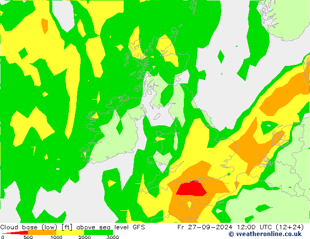 Cloud base (low) GFS пт 27.09.2024 12 UTC