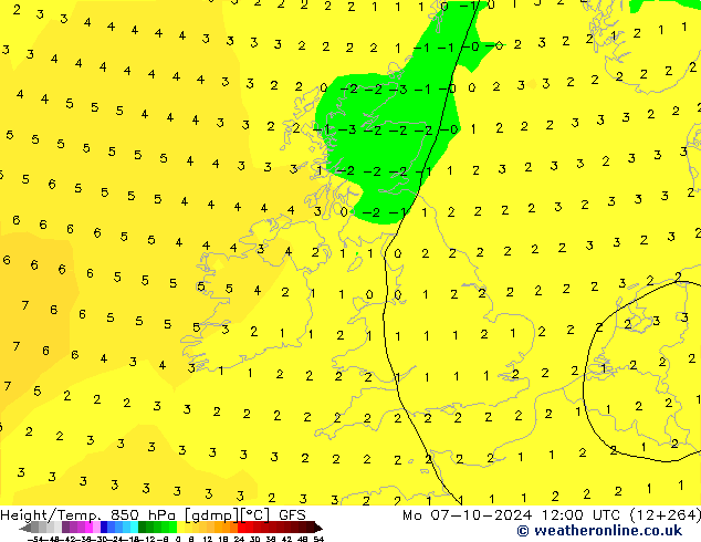 Height/Temp. 850 hPa GFS Mo 07.10.2024 12 UTC