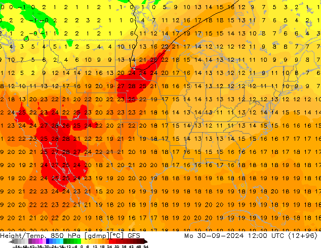 Z500/Rain (+SLP)/Z850 GFS Mo 30.09.2024 12 UTC