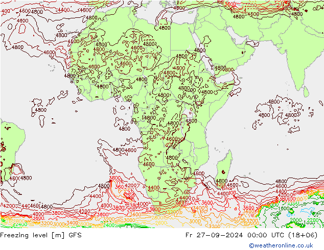 Freezing level GFS Fr 27.09.2024 00 UTC