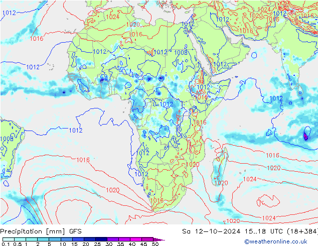 Precipitación GFS sáb 12.10.2024 18 UTC