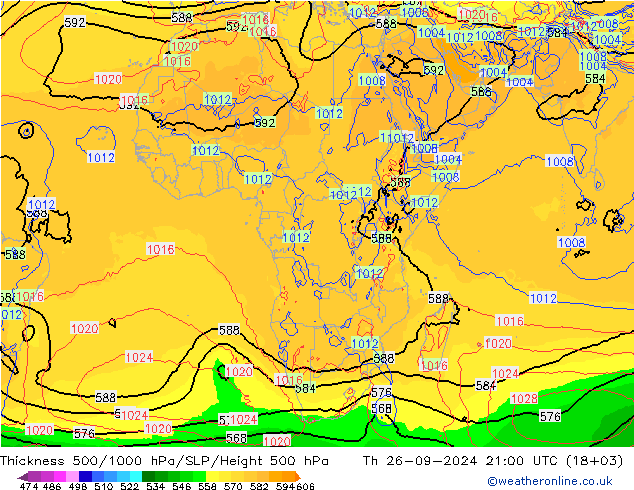 Thck 500-1000hPa GFS czw. 26.09.2024 21 UTC