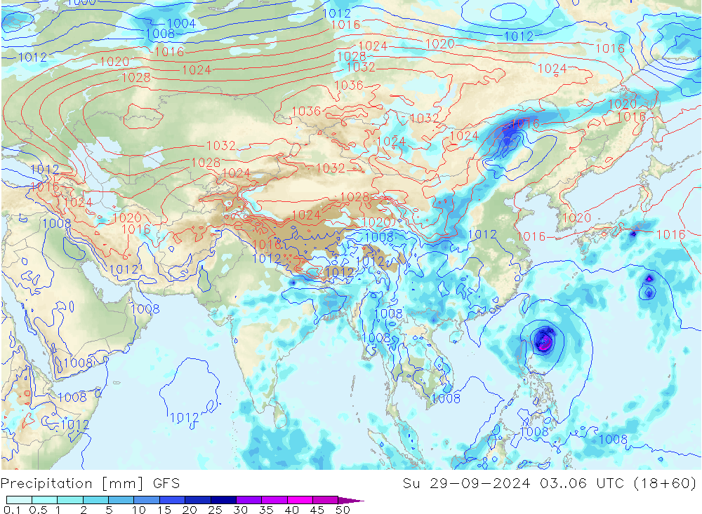 осадки GFS Вс 29.09.2024 06 UTC