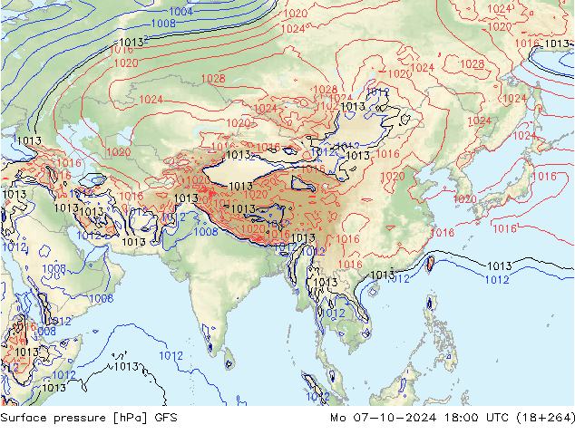 ciśnienie GFS pon. 07.10.2024 18 UTC