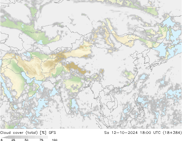 Cloud cover (total) GFS Sa 12.10.2024 18 UTC