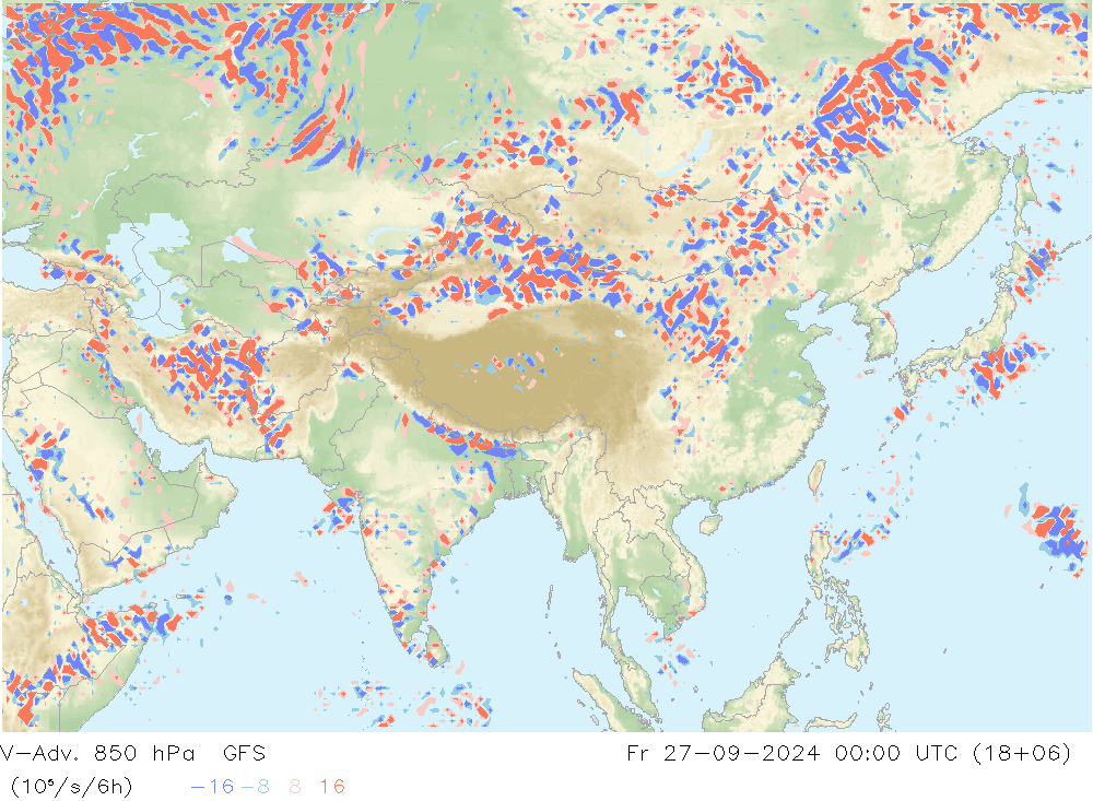 V-Adv. 850 hPa GFS vr 27.09.2024 00 UTC