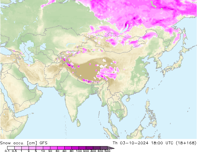 Snow accu. GFS Th 03.10.2024 18 UTC