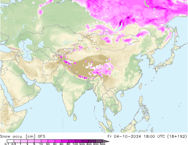 Toplam Kar GFS Cu 04.10.2024 18 UTC