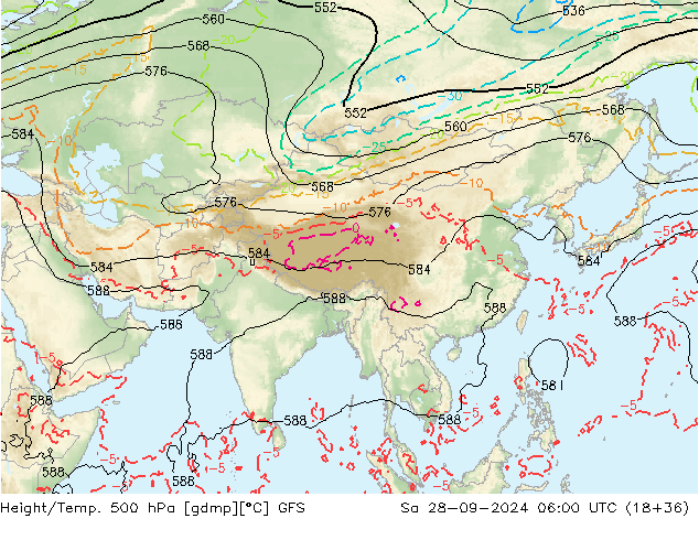 Géop./Temp. 500 hPa GFS sam 28.09.2024 06 UTC