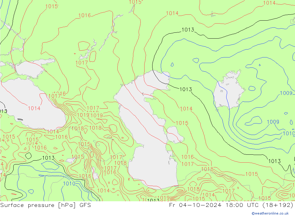 Surface pressure GFS Fr 04.10.2024 18 UTC