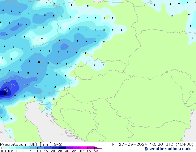 Precipitação (6h) GFS Sex 27.09.2024 00 UTC