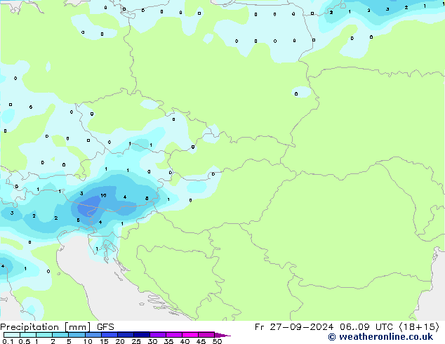 Precipitation GFS Fr 27.09.2024 09 UTC