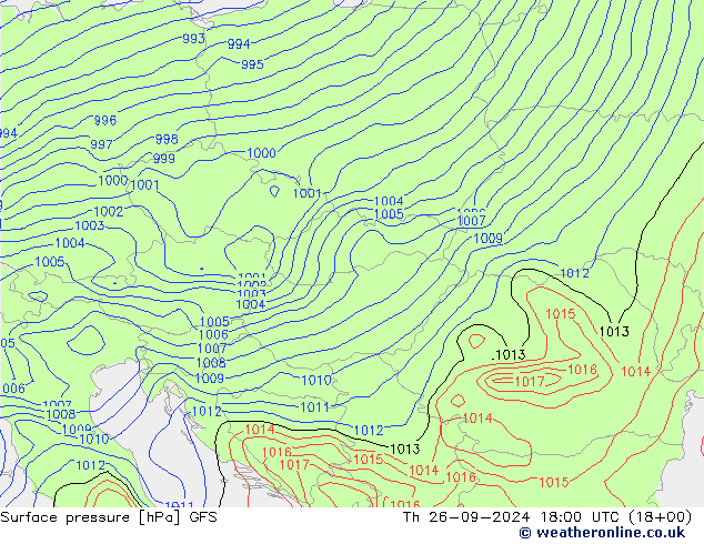 Luchtdruk (Grond) GFS do 26.09.2024 18 UTC