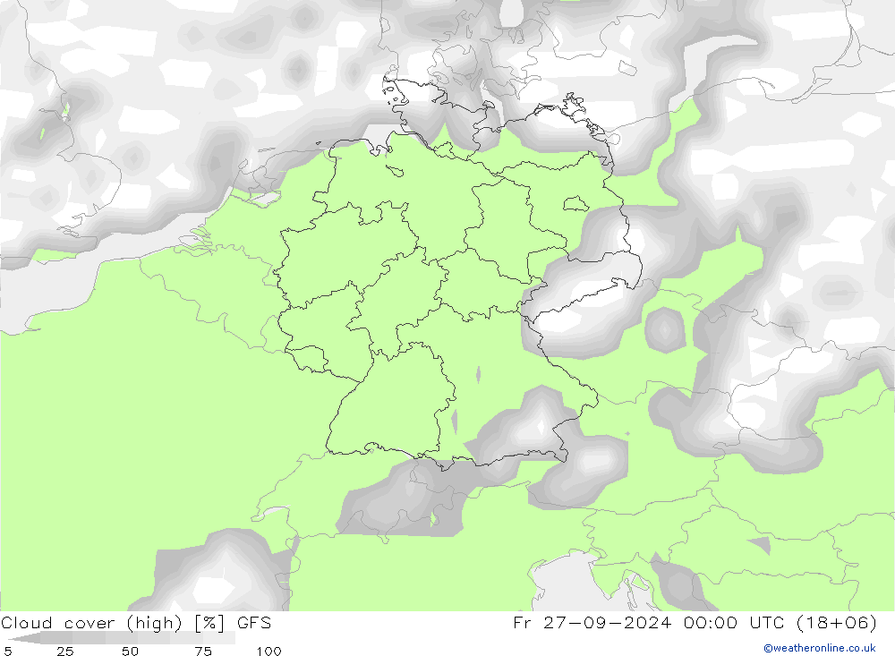 Chmura (wysokie,środk.,niskie) GFS pt. 27.09.2024 00 UTC