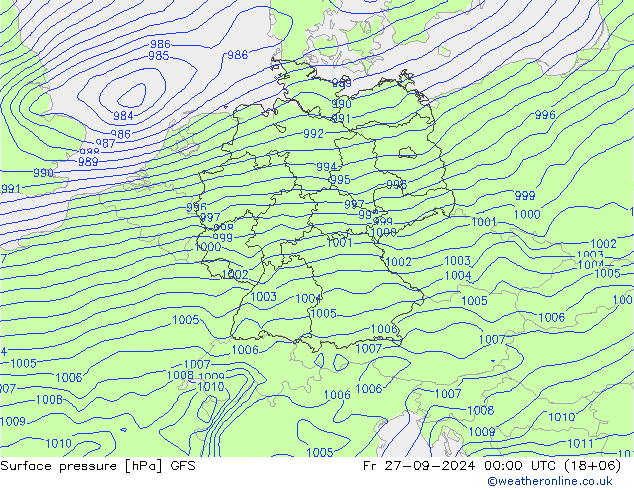 Surface pressure GFS Fr 27.09.2024 00 UTC