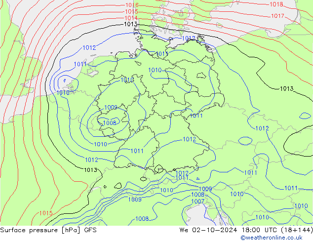 pressão do solo GFS Qua 02.10.2024 18 UTC