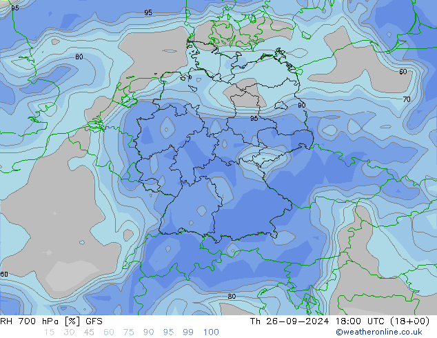 700 hPa Nispi Nem GFS Per 26.09.2024 18 UTC