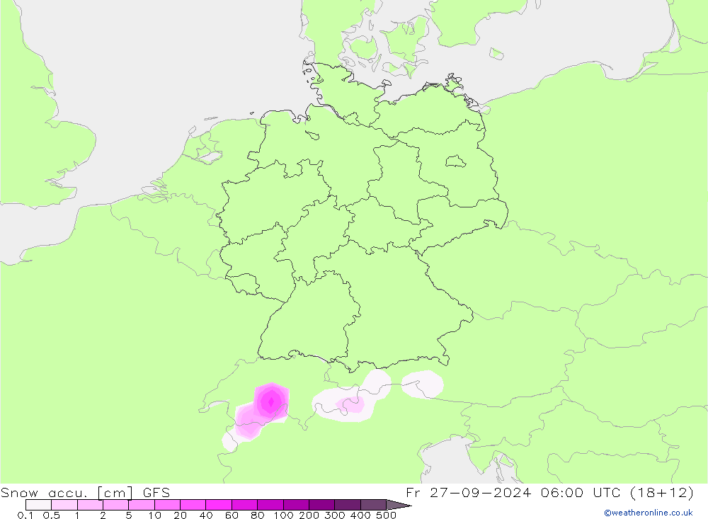 Snow accu. GFS ven 27.09.2024 06 UTC