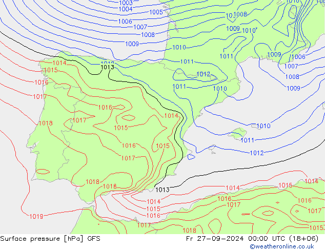 Bodendruck GFS Fr 27.09.2024 00 UTC