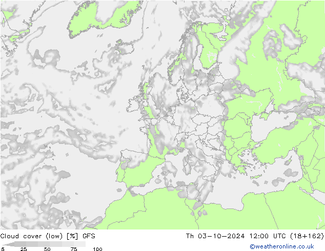 Nuages (bas) GFS jeu 03.10.2024 12 UTC