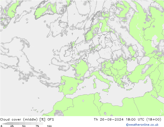 oblačnosti uprostřed GFS Čt 26.09.2024 18 UTC