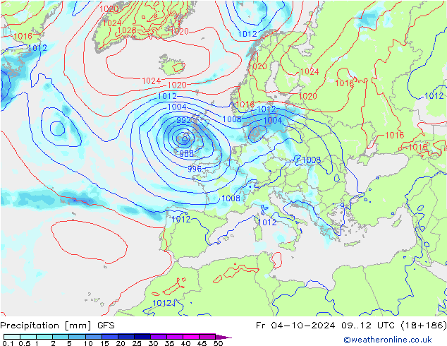 Precipitación GFS vie 04.10.2024 12 UTC