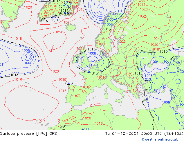 GFS: Út 01.10.2024 00 UTC