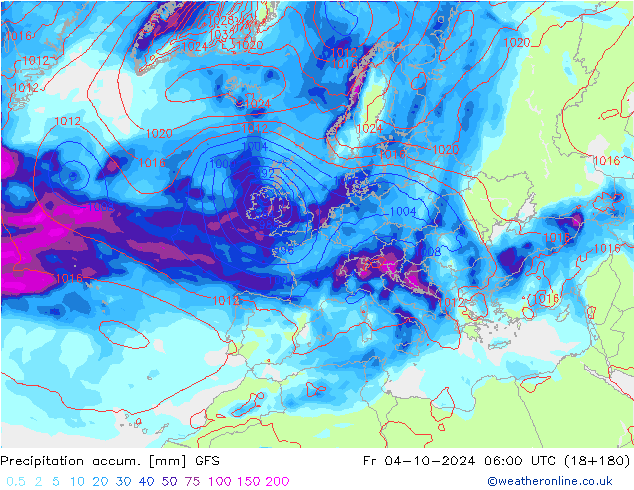 Precipitation accum. GFS пт 04.10.2024 06 UTC