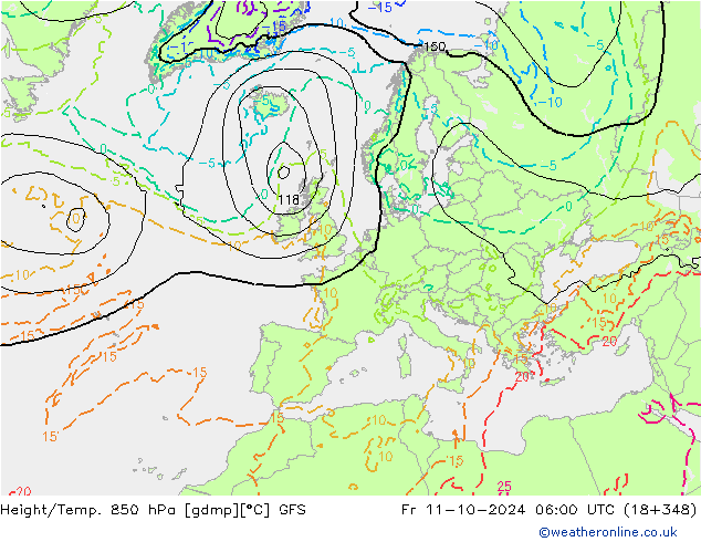 Z500/Regen(+SLP)/Z850 GFS vr 11.10.2024 06 UTC