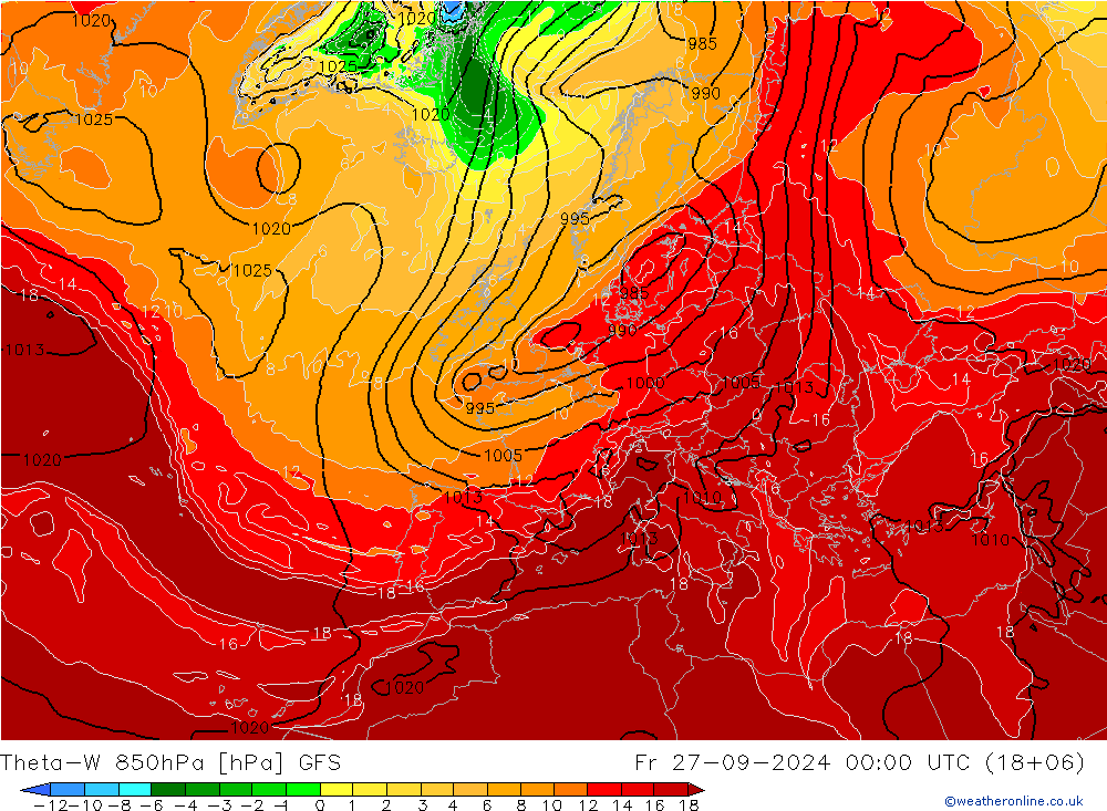 Theta-W 850hPa GFS Cu 27.09.2024 00 UTC