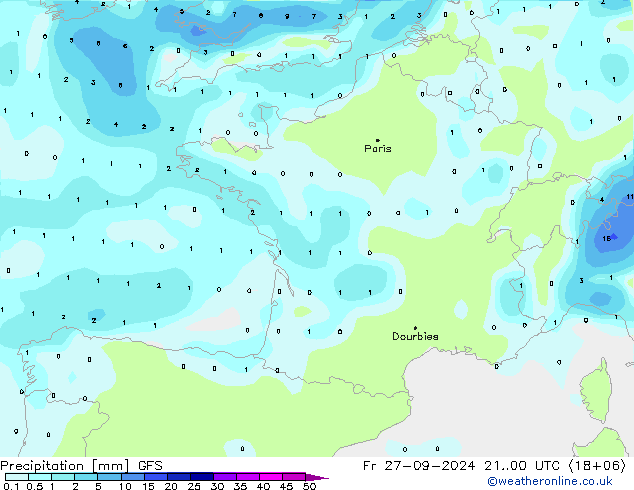 Précipitation GFS ven 27.09.2024 00 UTC