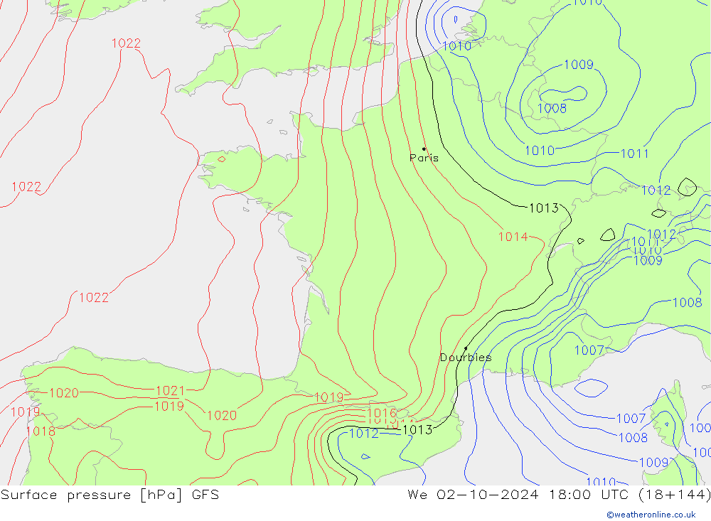 Bodendruck GFS Mi 02.10.2024 18 UTC