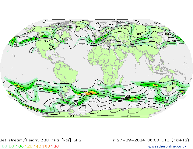 Straalstroom GFS vr 27.09.2024 06 UTC