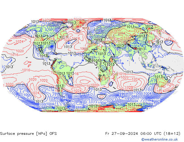 Surface pressure GFS Fr 27.09.2024 06 UTC