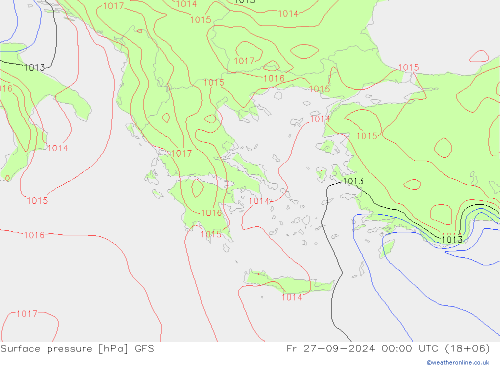 приземное давление GFS пт 27.09.2024 00 UTC