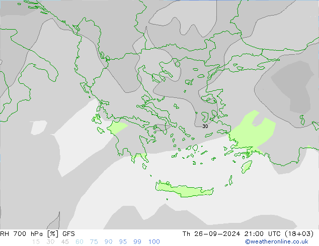 700 hPa Nispi Nem GFS Per 26.09.2024 21 UTC