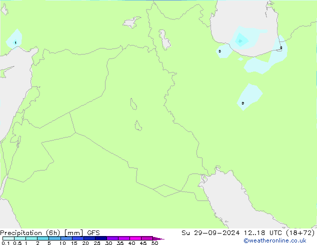 Precipitation (6h) GFS Su 29.09.2024 18 UTC