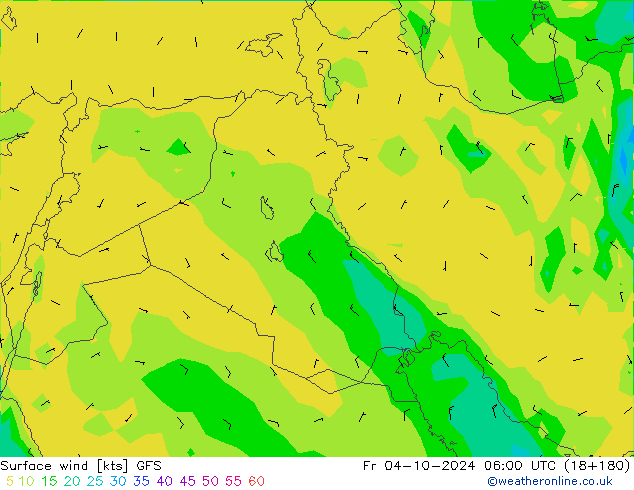 wiatr 10 m GFS pt. 04.10.2024 06 UTC