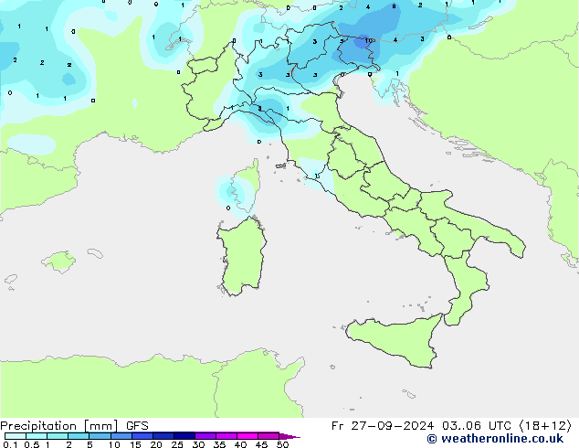 Precipitation GFS Fr 27.09.2024 06 UTC