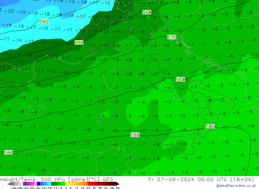 Z500/Rain (+SLP)/Z850 GFS Sex 27.09.2024 00 UTC