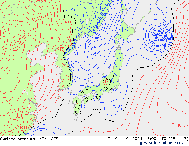 приземное давление GFS вт 01.10.2024 15 UTC