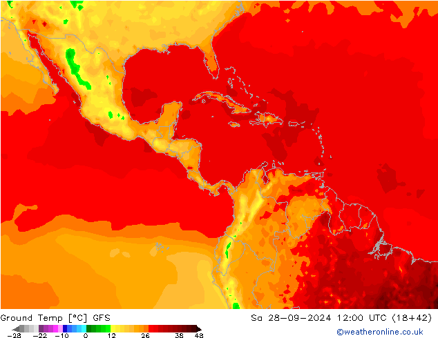 Ground Temp GFS Sa 28.09.2024 12 UTC