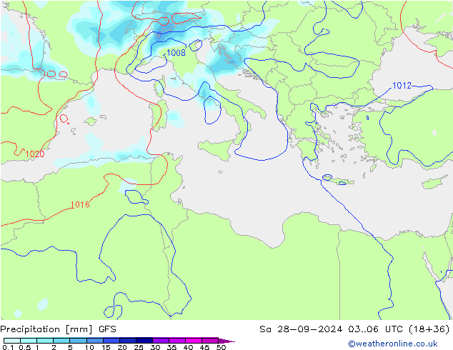 Precipitation GFS Sa 28.09.2024 06 UTC