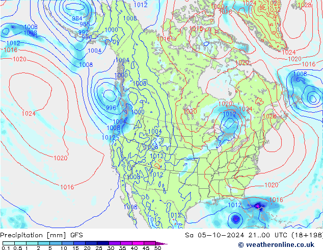 осадки GFS сб 05.10.2024 00 UTC