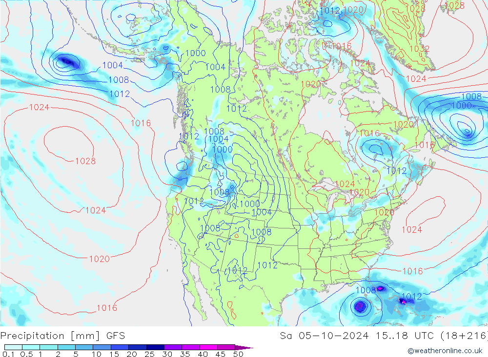 Precipitation GFS Sa 05.10.2024 18 UTC