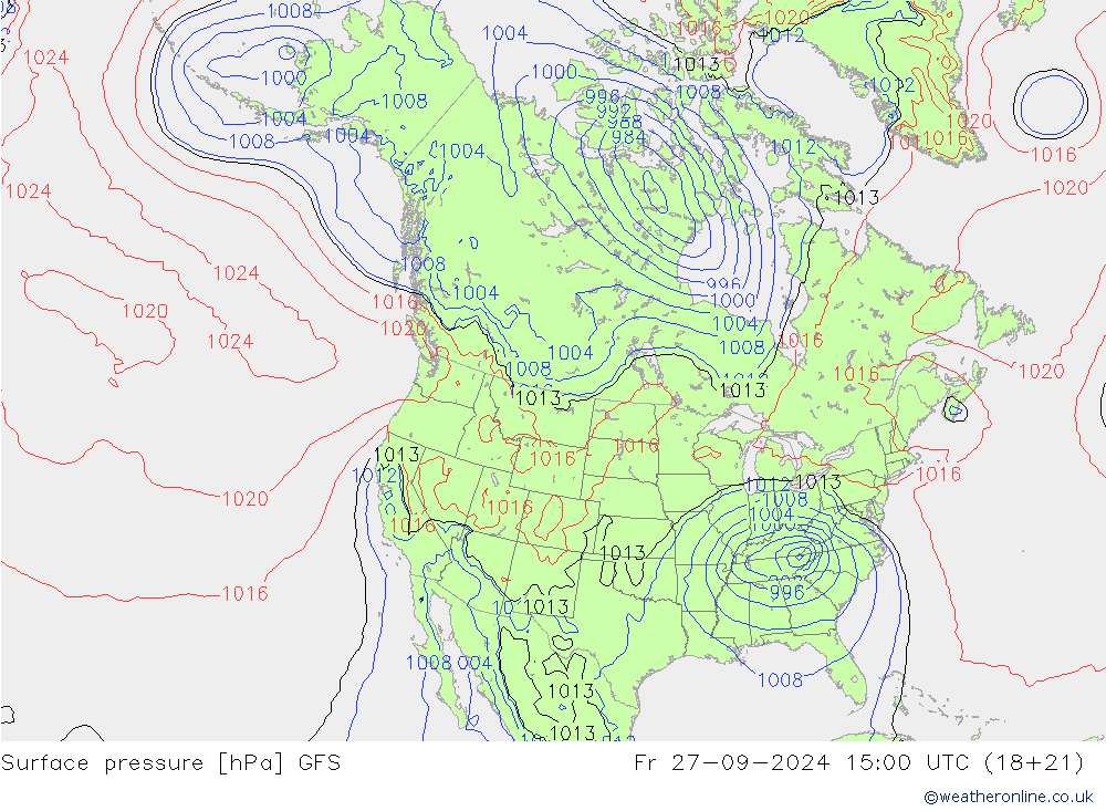 приземное давление GFS пт 27.09.2024 15 UTC