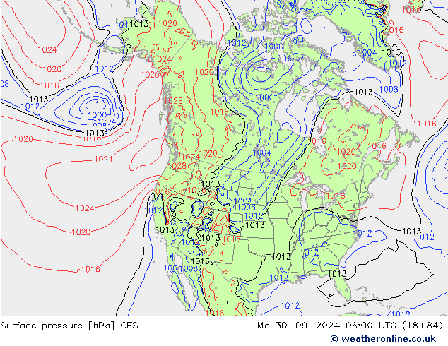 Pressione al suolo GFS lun 30.09.2024 06 UTC