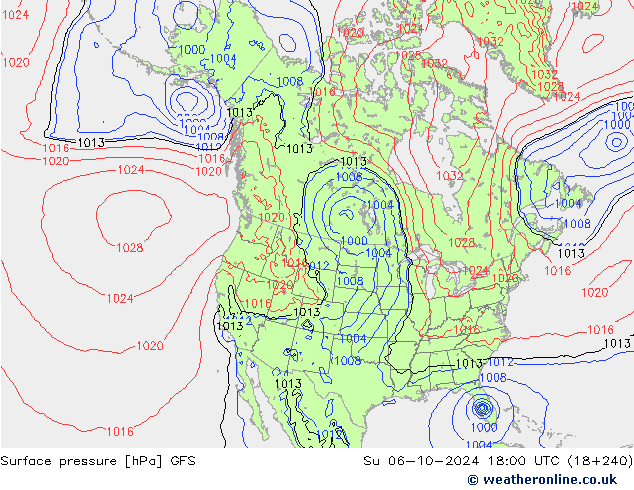 Surface pressure GFS Su 06.10.2024 18 UTC