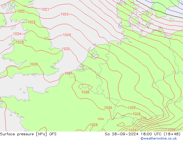 Surface pressure GFS Sa 28.09.2024 18 UTC