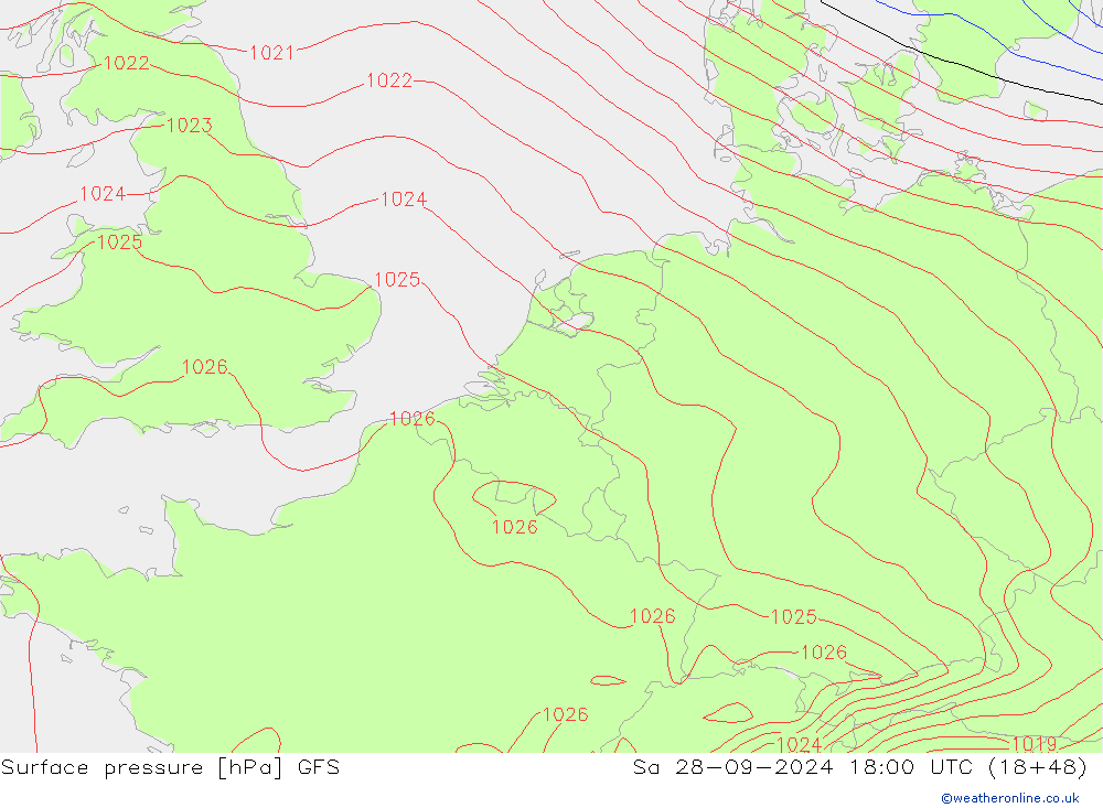 pressão do solo GFS Sáb 28.09.2024 18 UTC